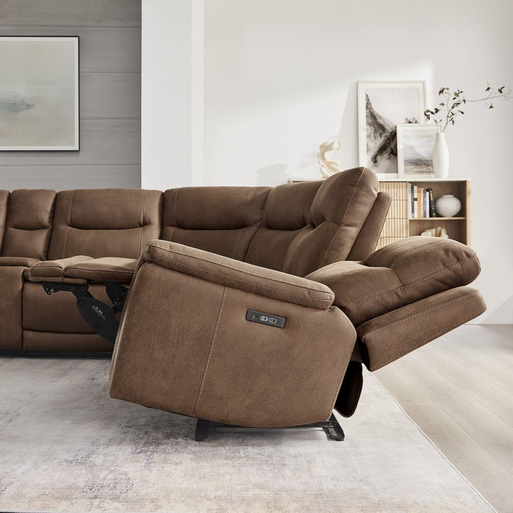 Simms Fabric Power Reclining Sectional with Power Headrests | Costco