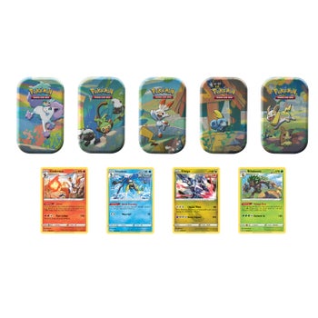 pokemon 5 pack mini tin + 4 promo cards Pokémon Tins 4 Bundle (Dragonite, Magneton, Elect – KUE COLLECTIONS Each mini tin includes booster packs from the Scarlet Pokemon Scarlet & Violet 151