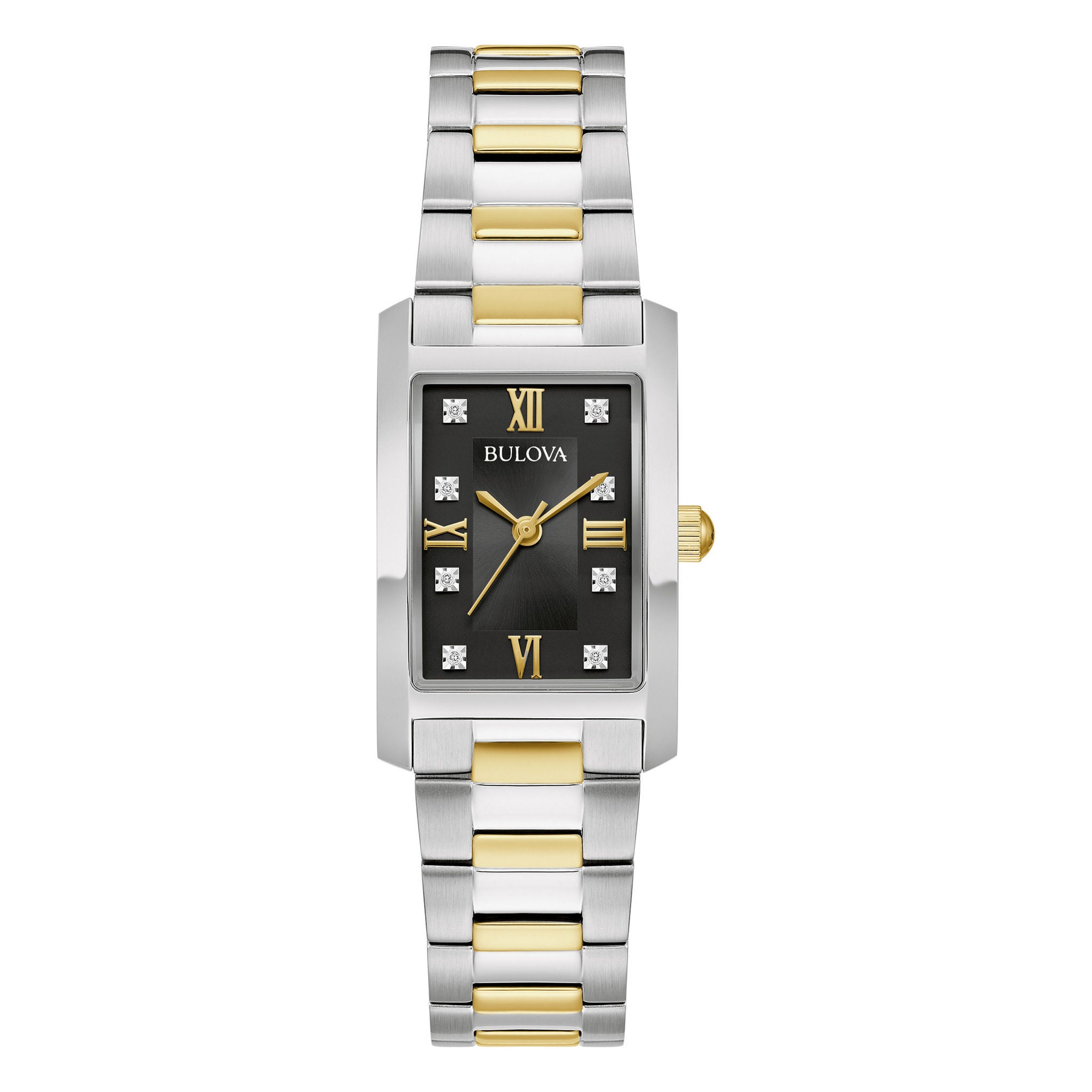 Bulova Classic Two Tone Stainless Steel Diamond Rectangle Women's Quartz