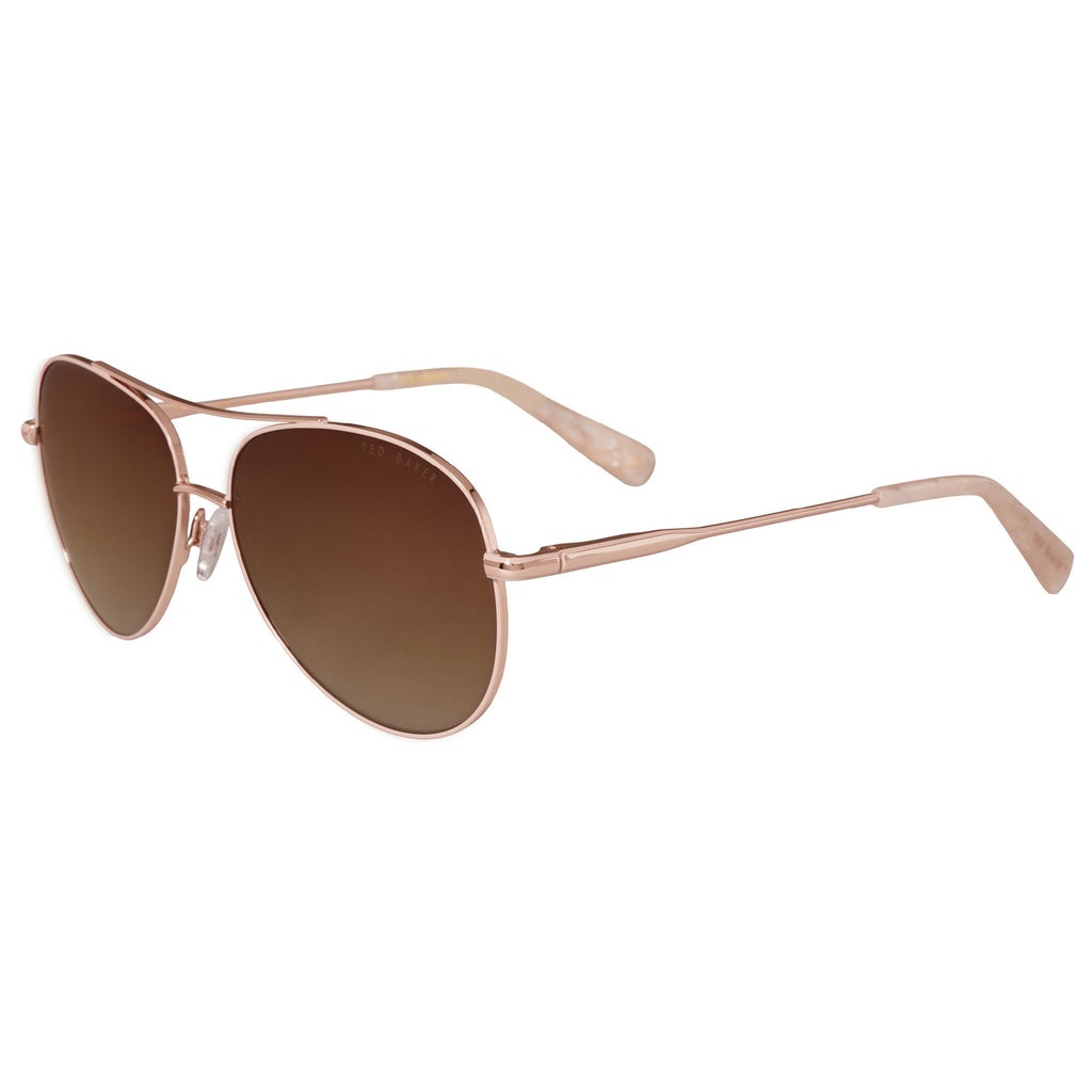 TED BAKER Womens Rose Gold Brown Gradient Polarized Metal Aviator Sunglasses NEW Ted Baker 57mm Gradient Half Rim Aviator Sunglasses (Women  main image 3