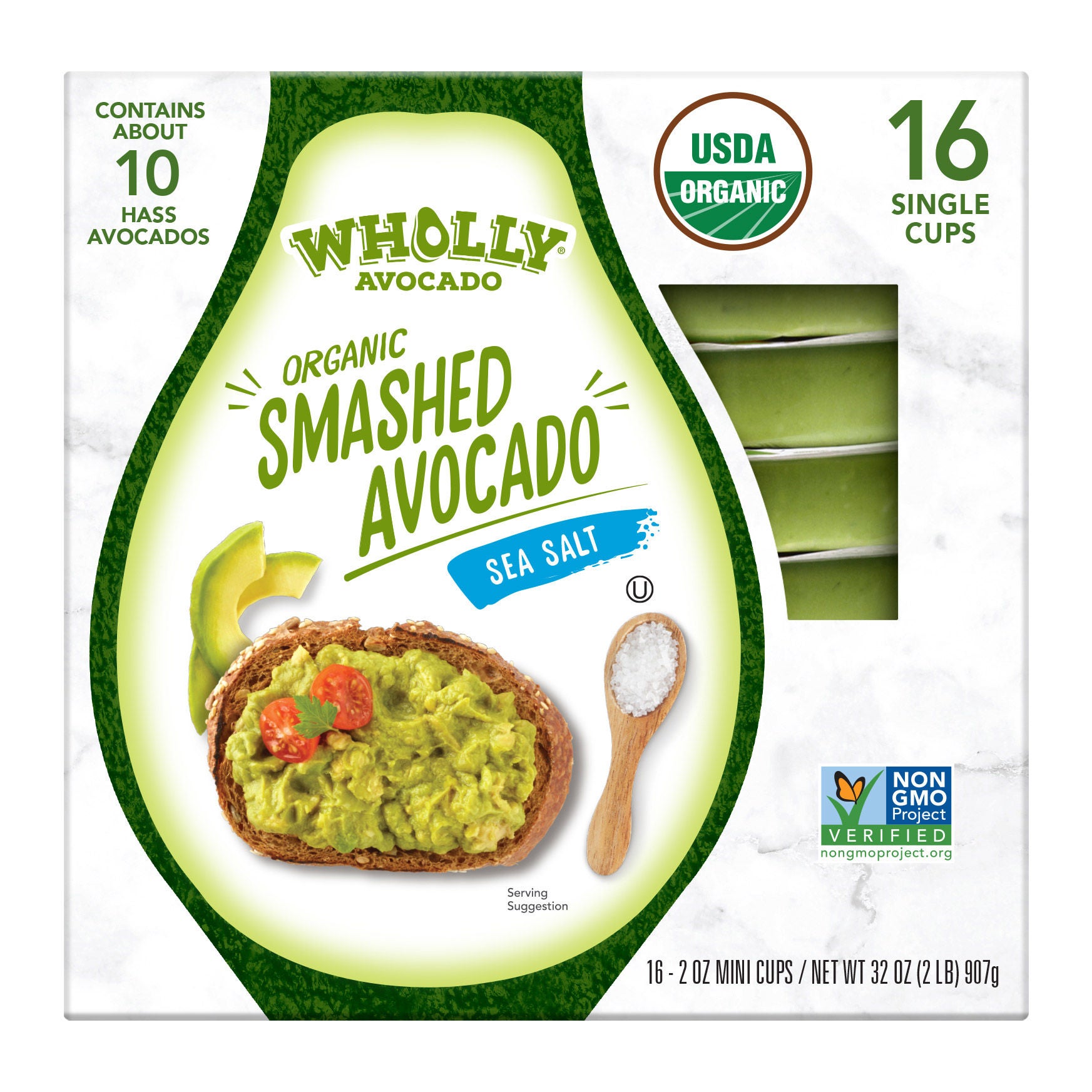 Wholly Organic Smashed Avocado, 2 oz, 16-count