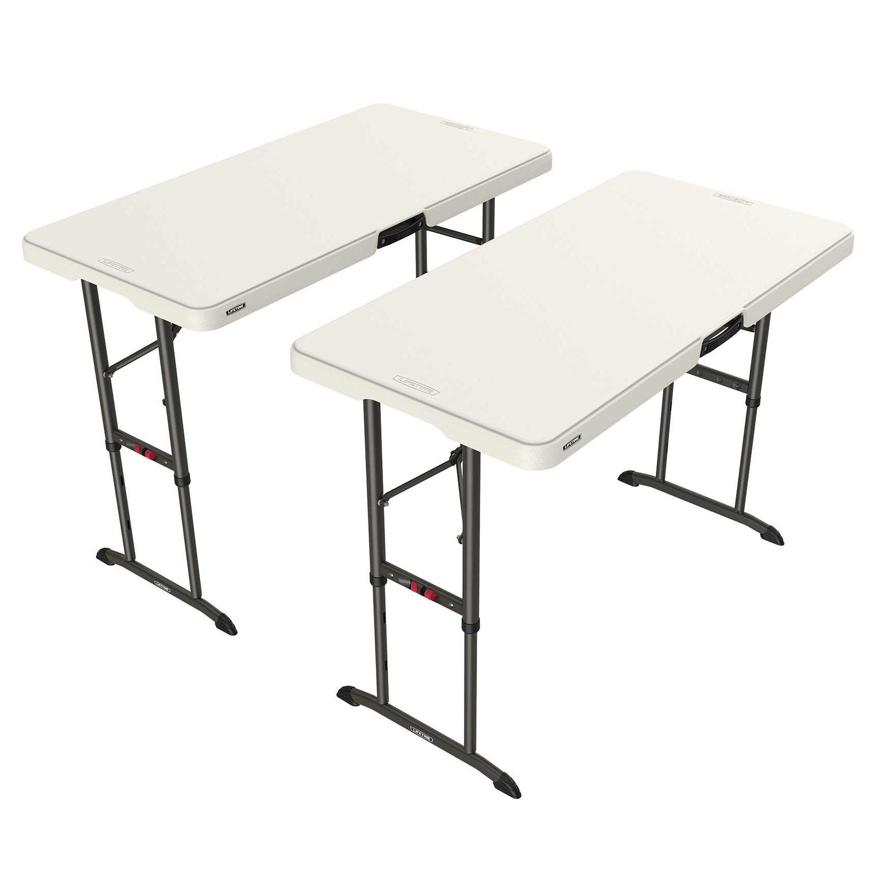 Lifetime 4-Foot Commercial Adjustable Height Folding Table (2-pack