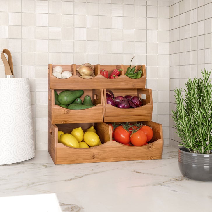 Seville Bamboo Stackable Bin Organizer, 4-piece | Costco