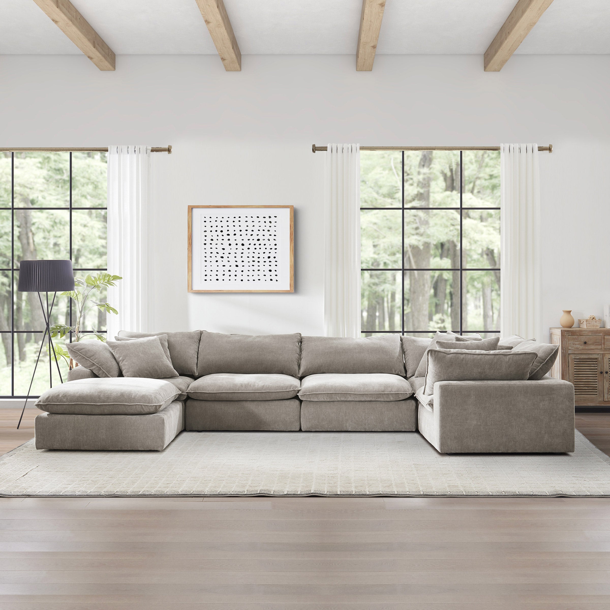 ジュノ　クッション Sereen 6-piece Fabric Modular Sectional, Taupe | Costco