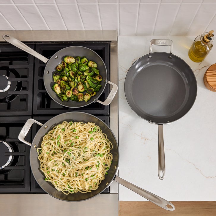 All-Clad Ceramic Nonstick Fry Pan Set, 3-piece | Costco