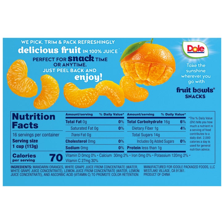 Dole, Mandarin Oranges Cup, 4 oz, 16-Count | Costco