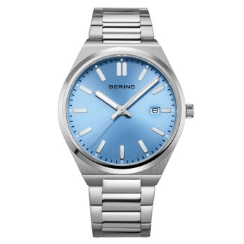 Bering Classic Blue Sunray Dial Quartz Men's Watch, 39mm