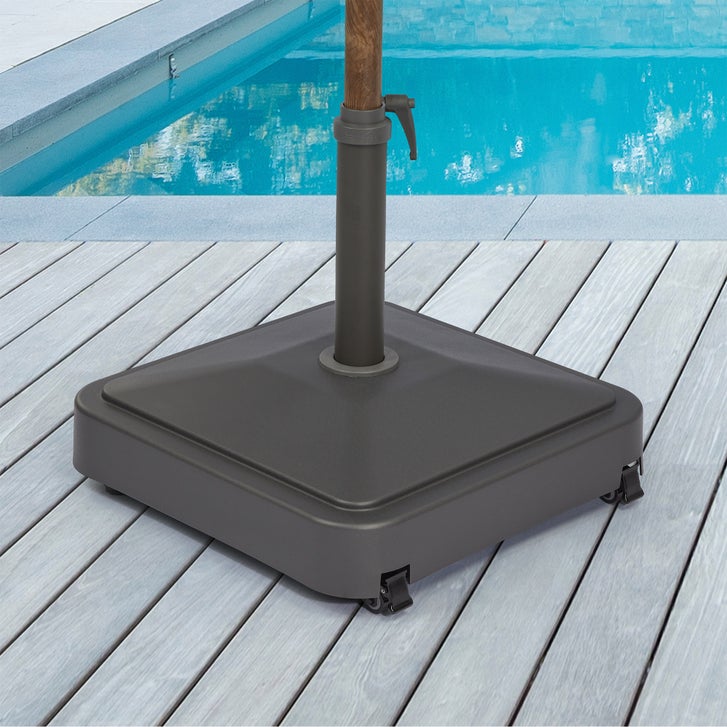 high end patio umbrella base Metal for in-Ground Installation in Black or fade PatioKingdom Market Umbrella Base Water