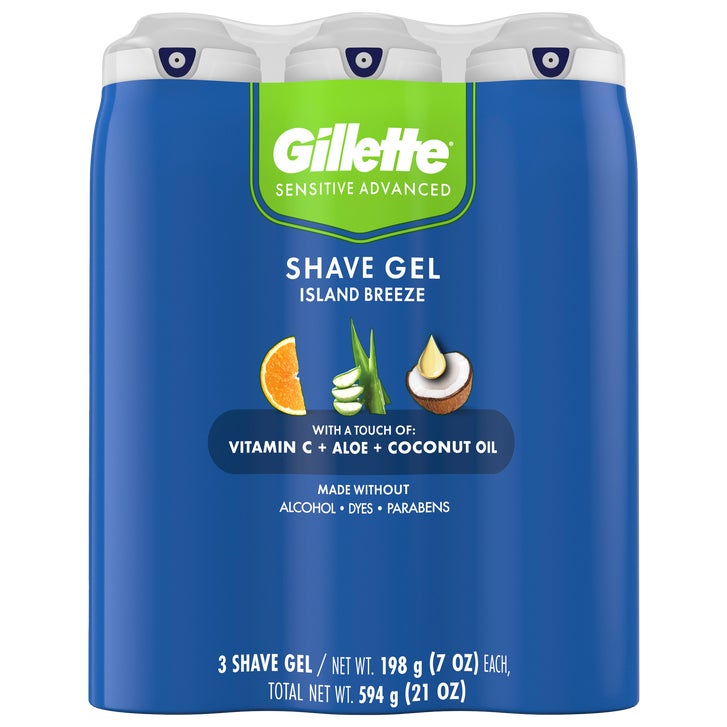 Gillette Sensitive Advanced Shave Gel, Island Breeze, 7 oz, 3 ct