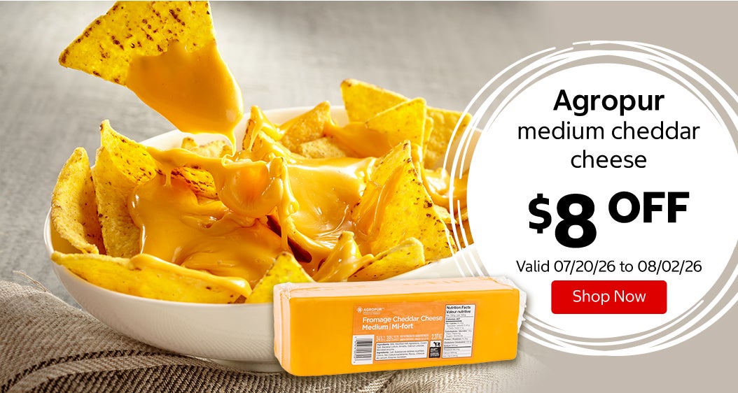 Agropur medium cheddar cheese $8 OFF Valid 07/20/26 to 08/02/26 Shop Now 