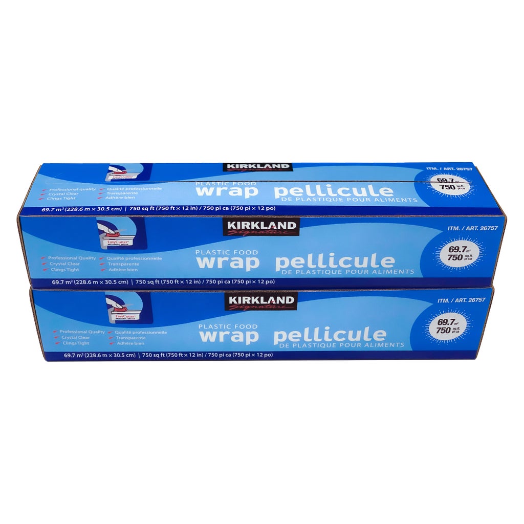 Kirkland Signature Plastic Food Wrap, 12 in x 750 ft, 2-count | Costco