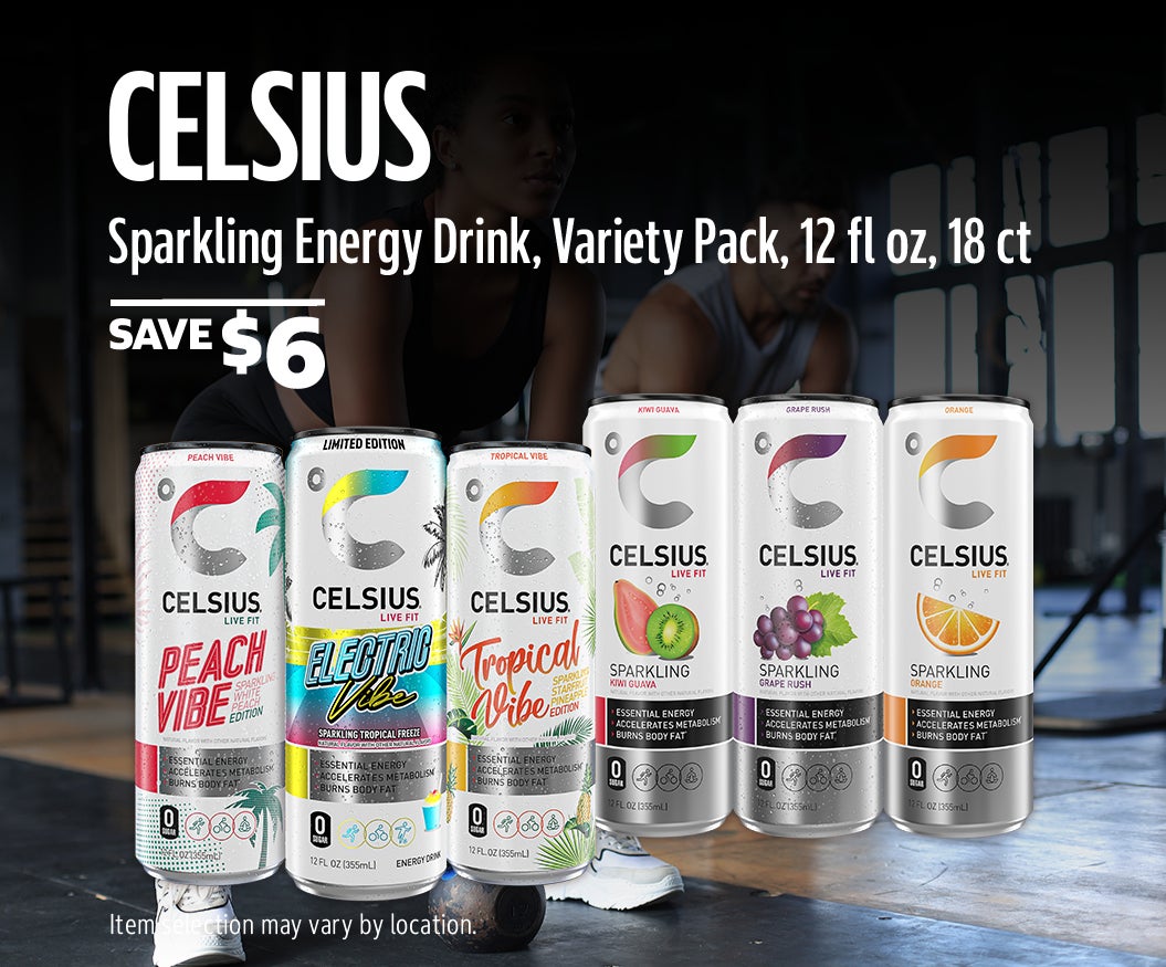 SAVE $6 on CELSIUS Sparkling Energy Drink, Variety Pack, 12 fl oz, 18 ct