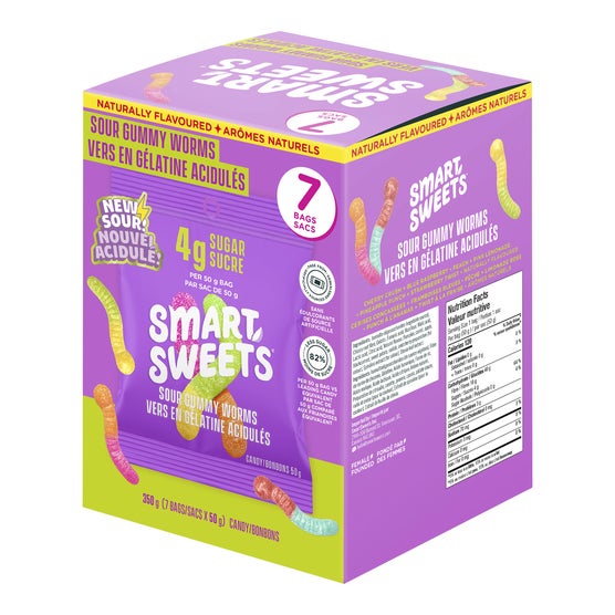 Smart Sweets Sour Gummy Worms, 7 x 50 g | Costco