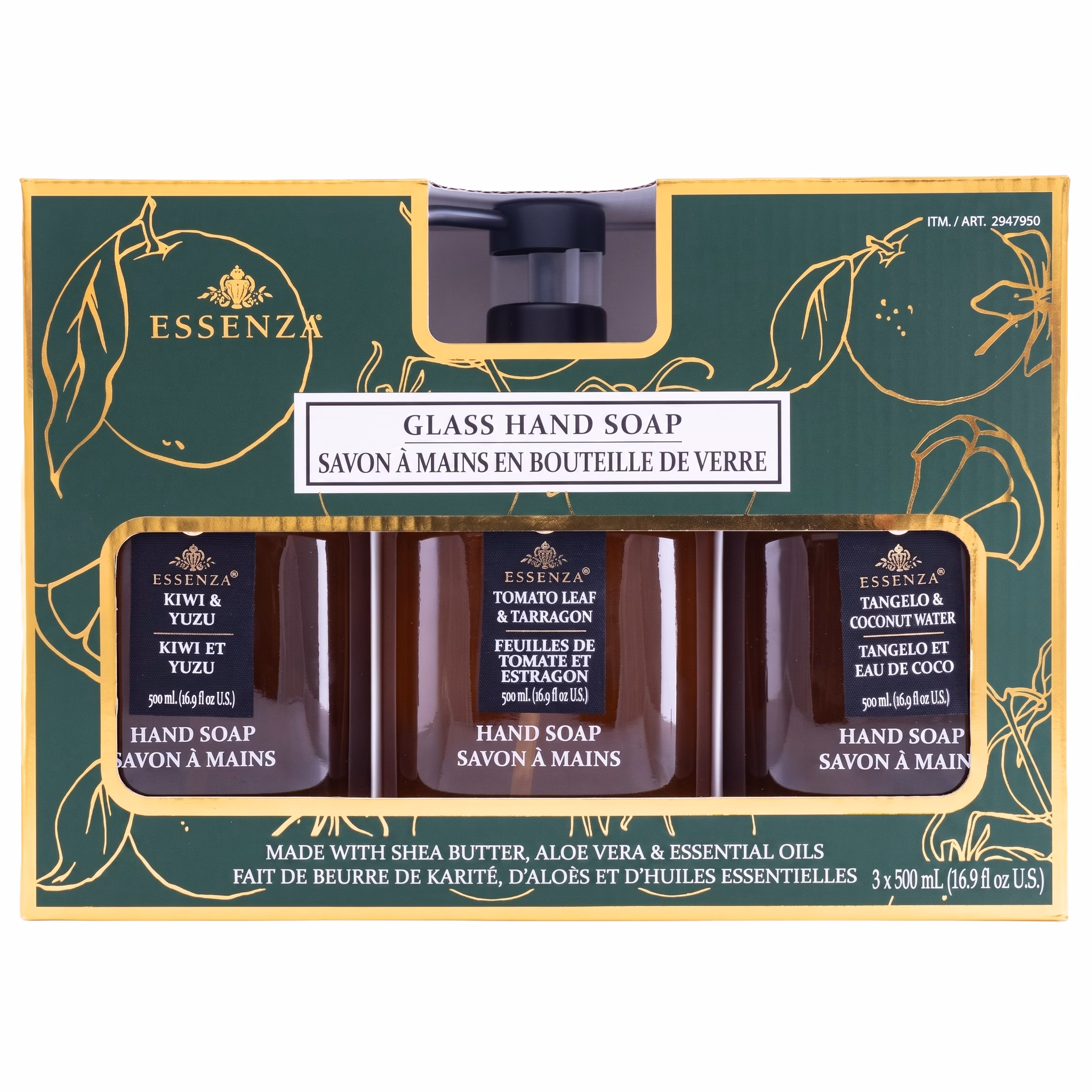 Essenza glass hand soap set