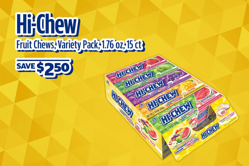 SAVE $2.50 on Hi-Chew Fruit Chews, Variety Pack, 1.76 oz, 15 ct
