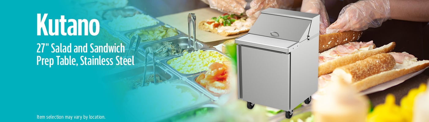 Kutano 27" Salad and Sandwich Prep Table, Stainless Steel