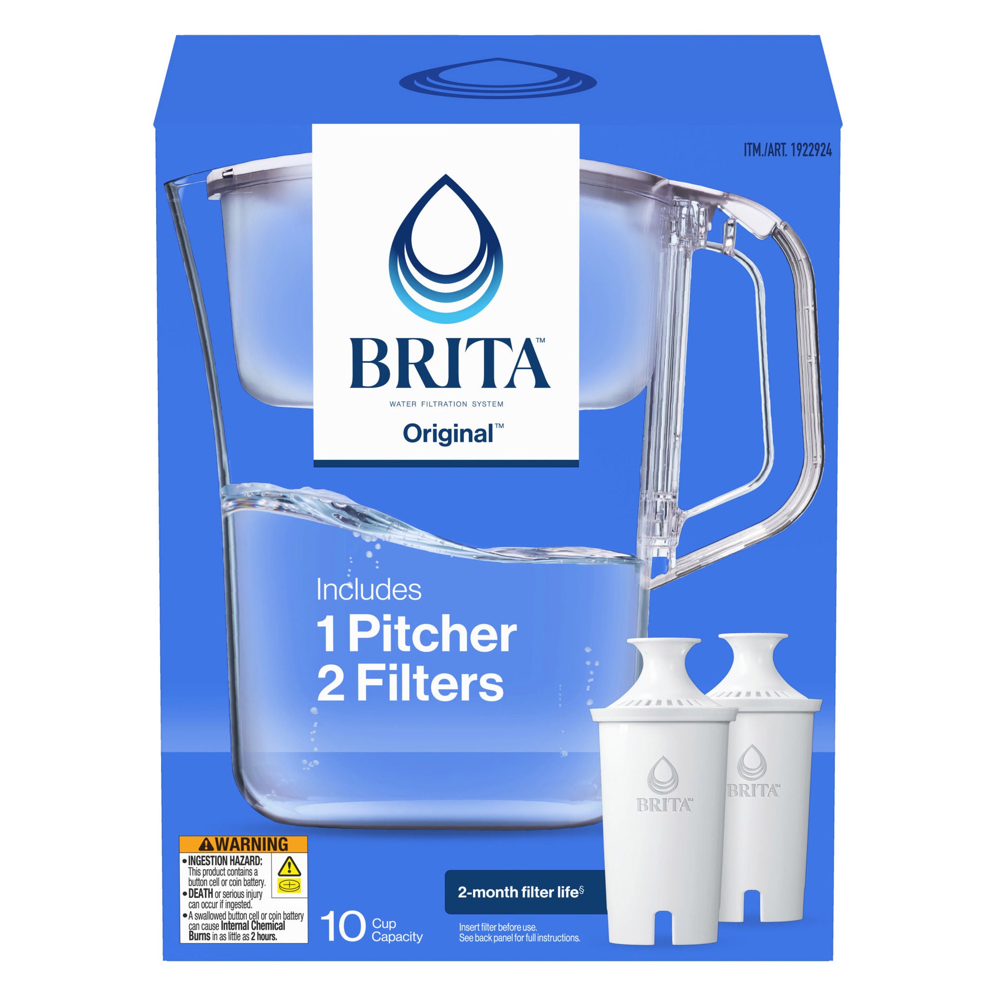 Brita 10-Cup Water Pitcher + 2 Filters