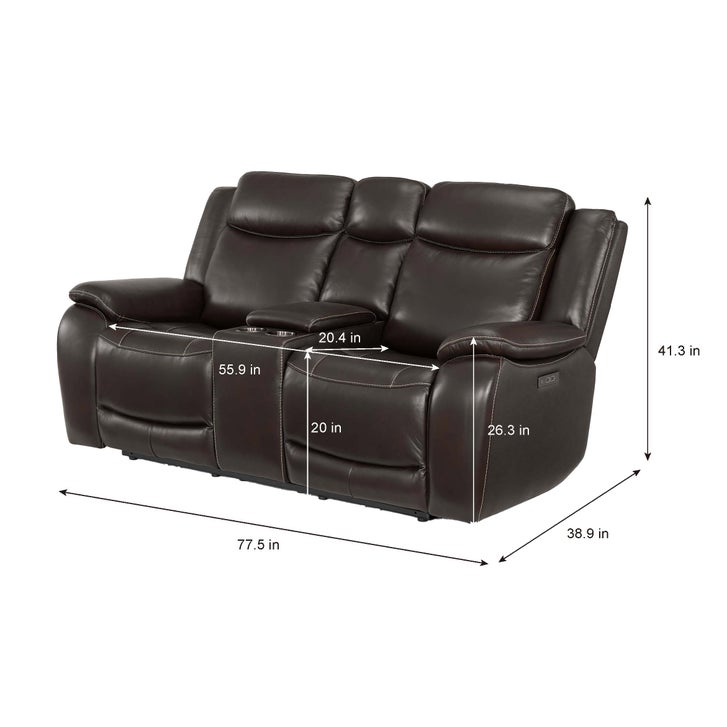 Harvey Leather Power Reclining Loveseat with Power Headrests | Costco