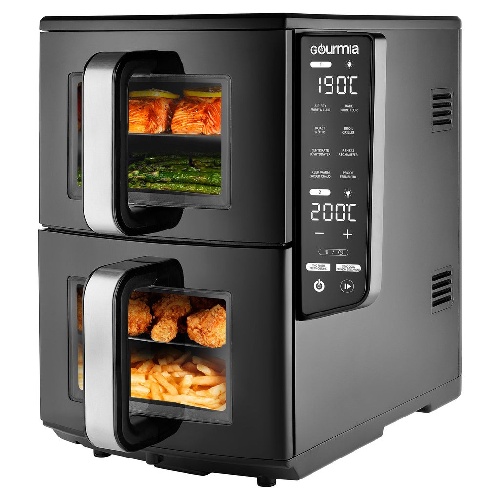 Gourmia 4 Dish Dual Basket Air Fryer with Sync Finish & Sync Cook