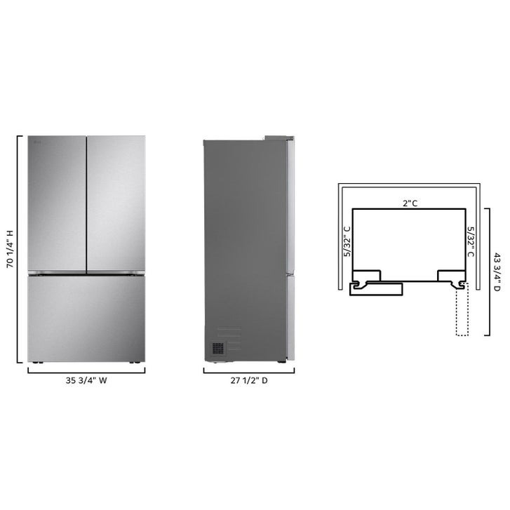 LG 25 cu. ft. Counter-depth MAX with Zero Clearance 3-door French