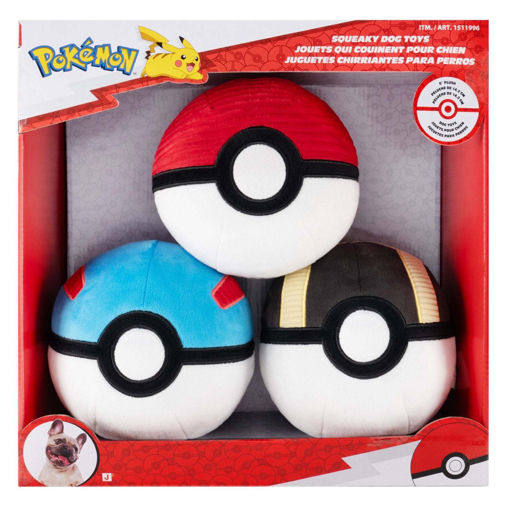 Pokémon Poké Ball Squeaky Dog Toys