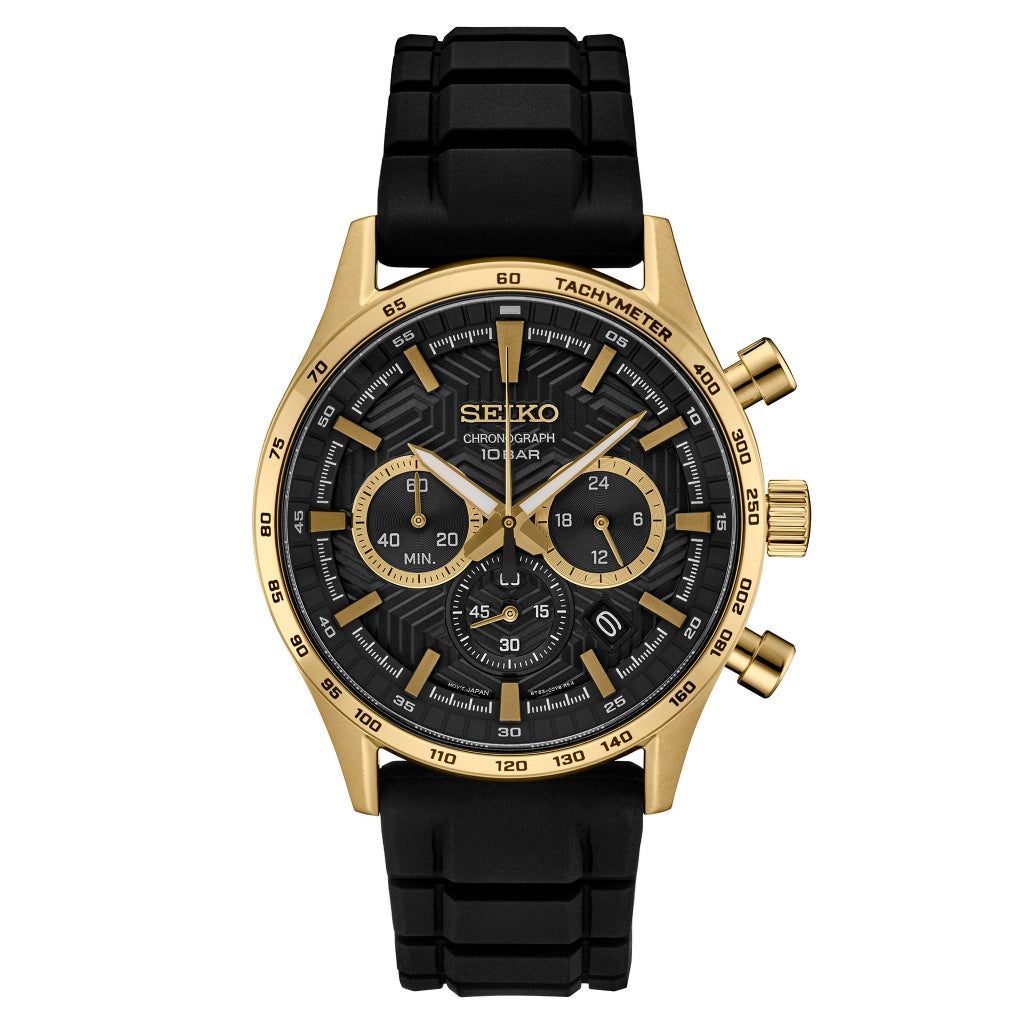 Seiko Essentials Black Dial Chronograph Men's Quartz Watch, 43mm