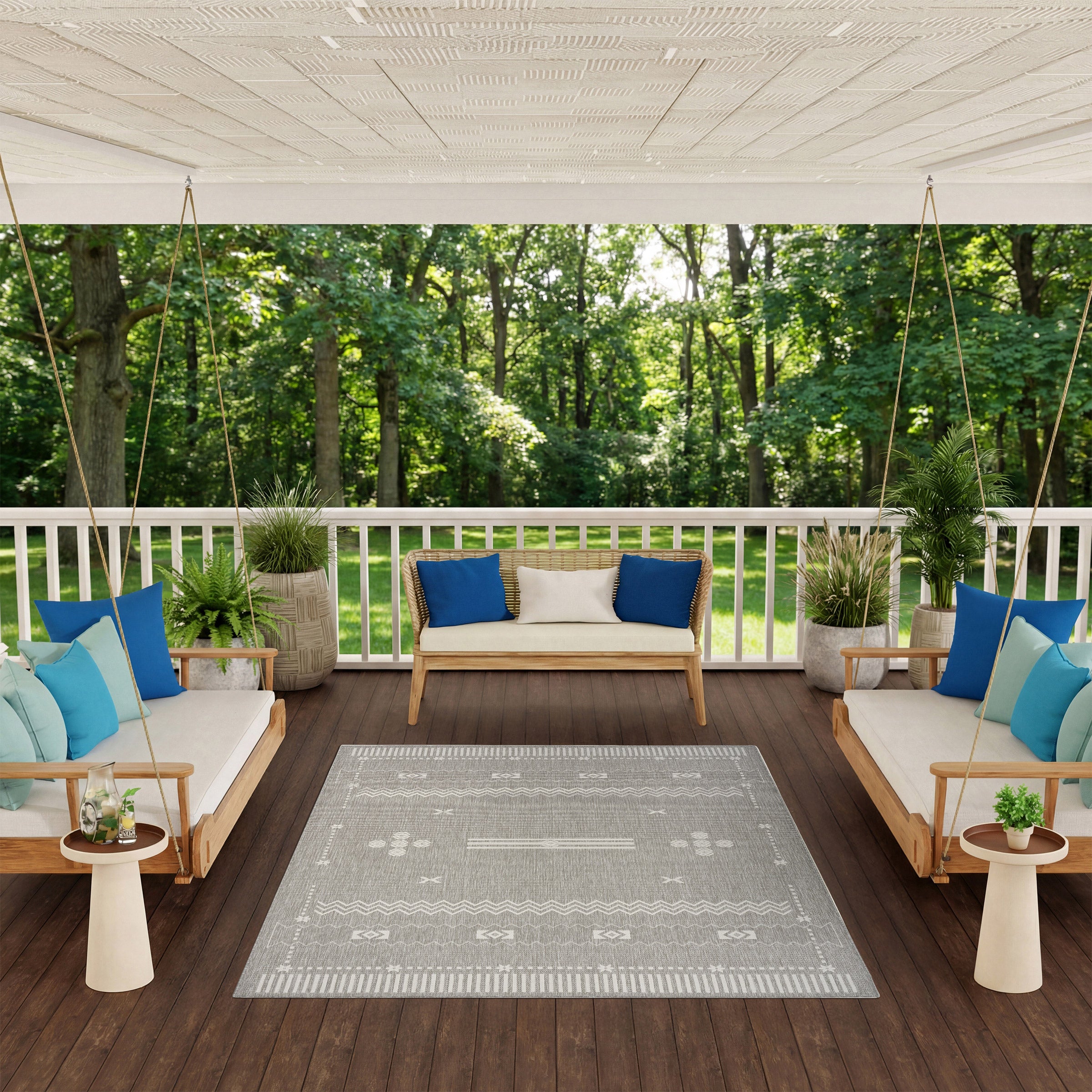 Nourison Garden Spring Indoor/Outdoor Rug, Brook, 6'6” x 9'2” | Costco