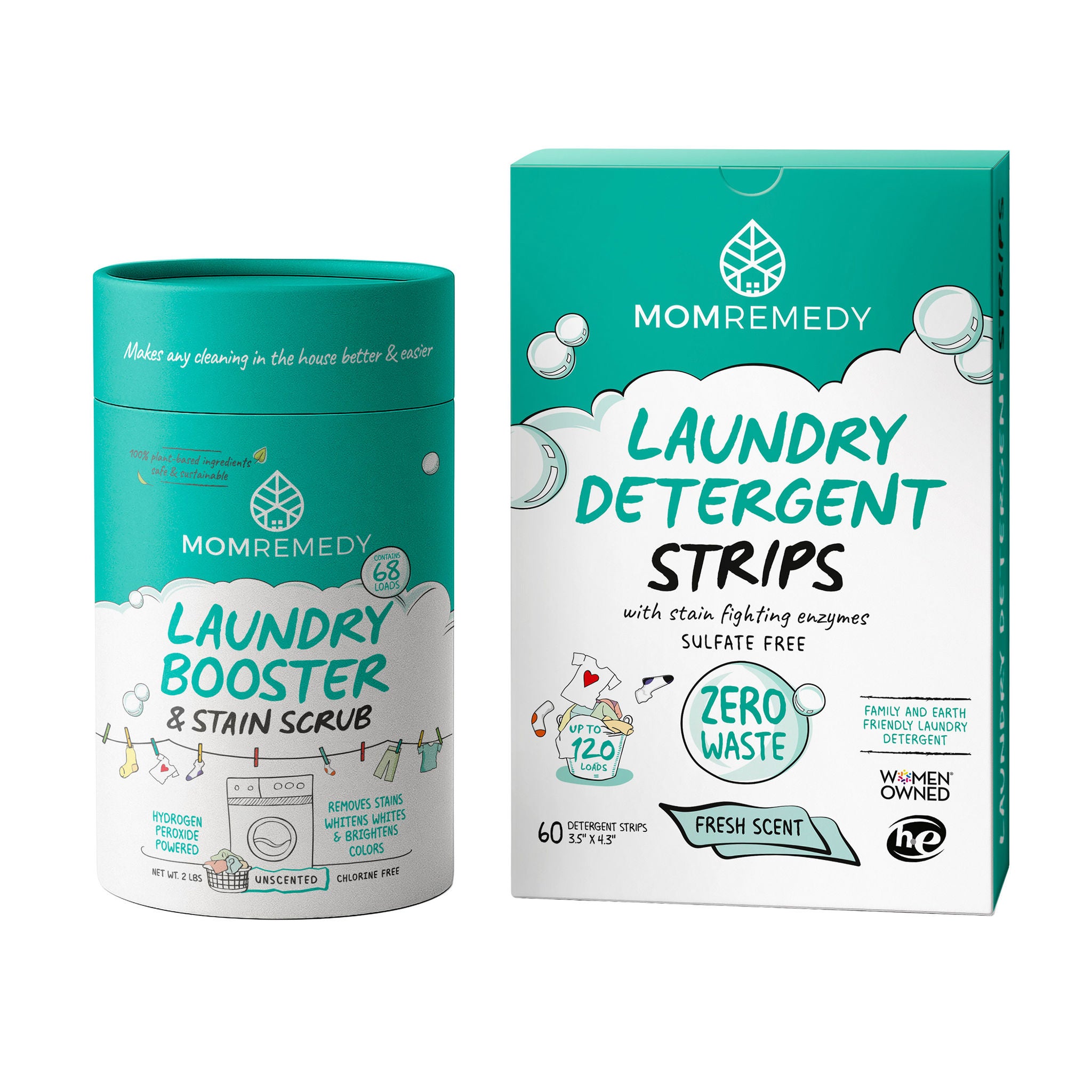MomRemedy Sulfate Free Laundry Sheets Plus Laundry Boost and Stain
