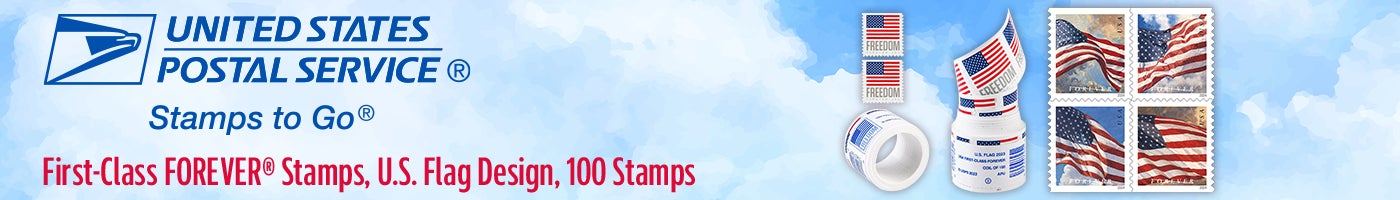 USPS First-Class FOREVER Stamps, U.S. Flag Design, 100 Stamps