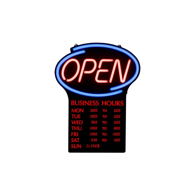 Pro-Lite LED Open Sign with Business Hours, Multicolor, 19.6