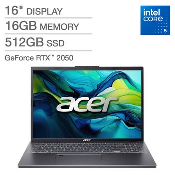 Acer Aspire 16” Laptop – Intel Core 5 120U – GeForce RTX 2050