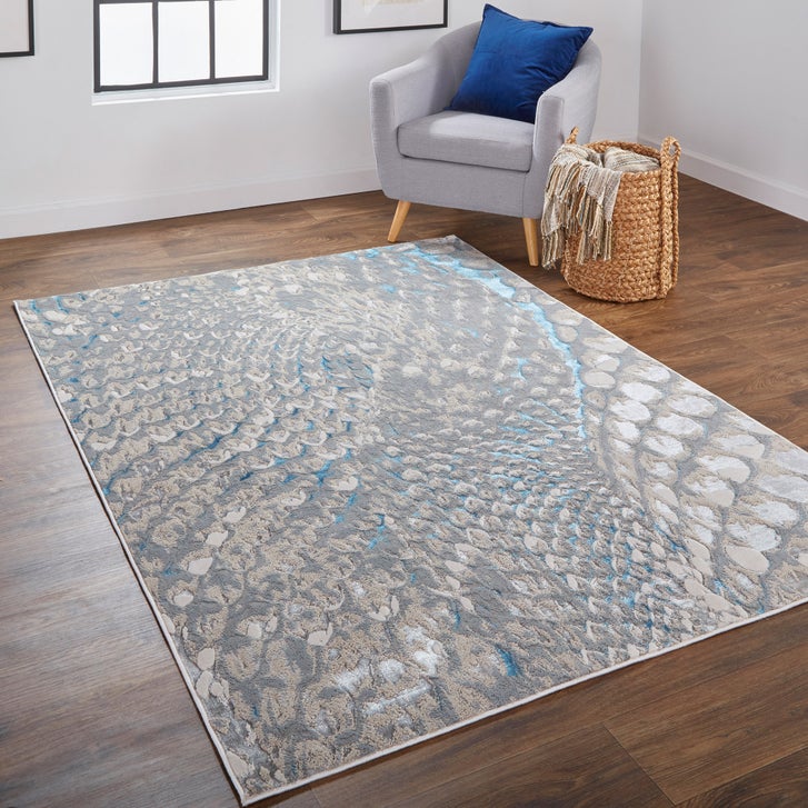 Feizy Jewel Area Rug, Blue/Silver | Costco