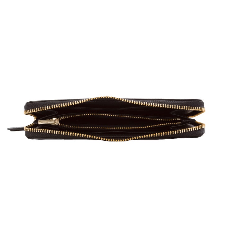 Coach Crossgrain Leather Accordion Zip Wallet, Black | Costco