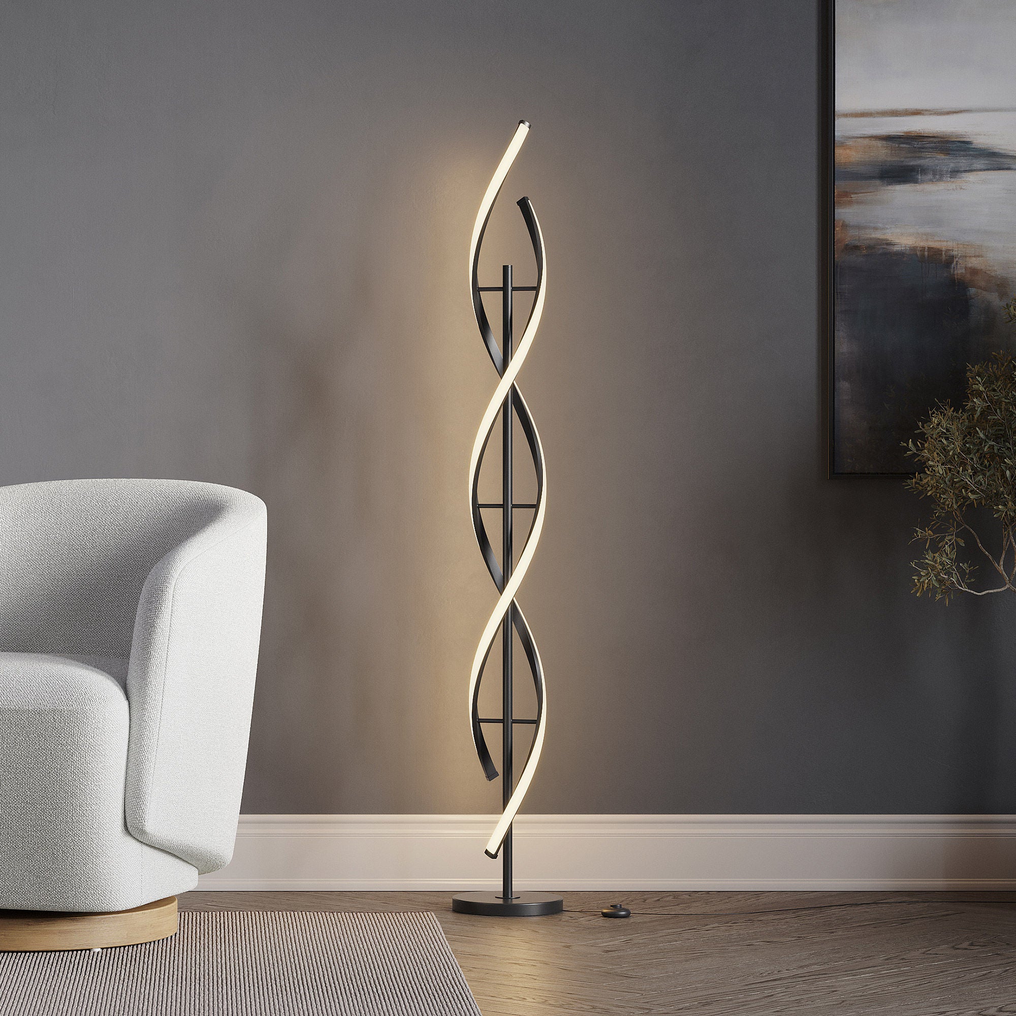 箱入新品：BRIDGEPORT DESIGNS シリンダーフロアランプ/照明 Bridgeport Designs Vortex Floor Lamp | Costco