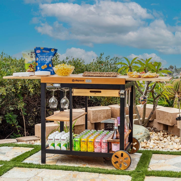 Allspace Acacia Wood Extendable Serving Cart | Costco