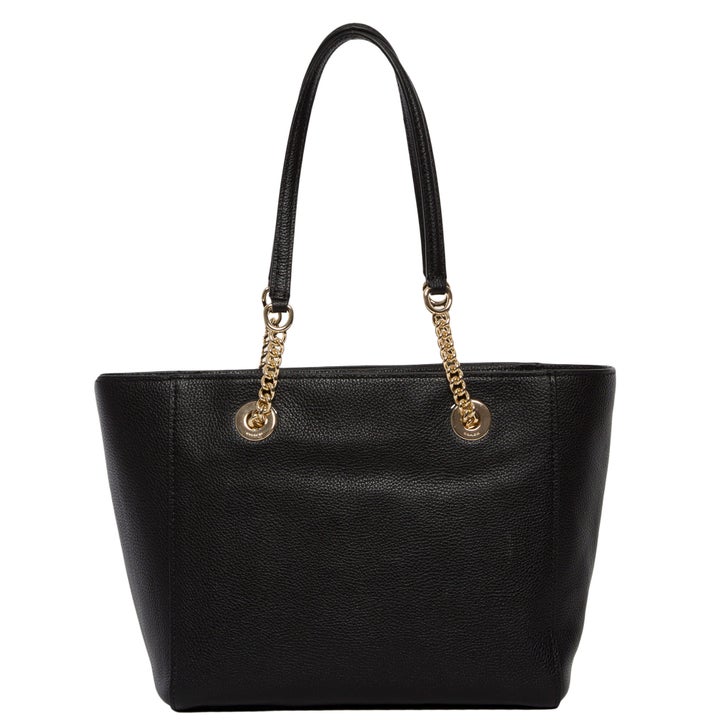 Coach Pebbled Turnlock Chain Tote, Black | Costco