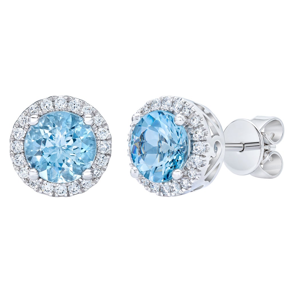 Aquamarine and Diamond 14kt White Gold Earrings | Costco