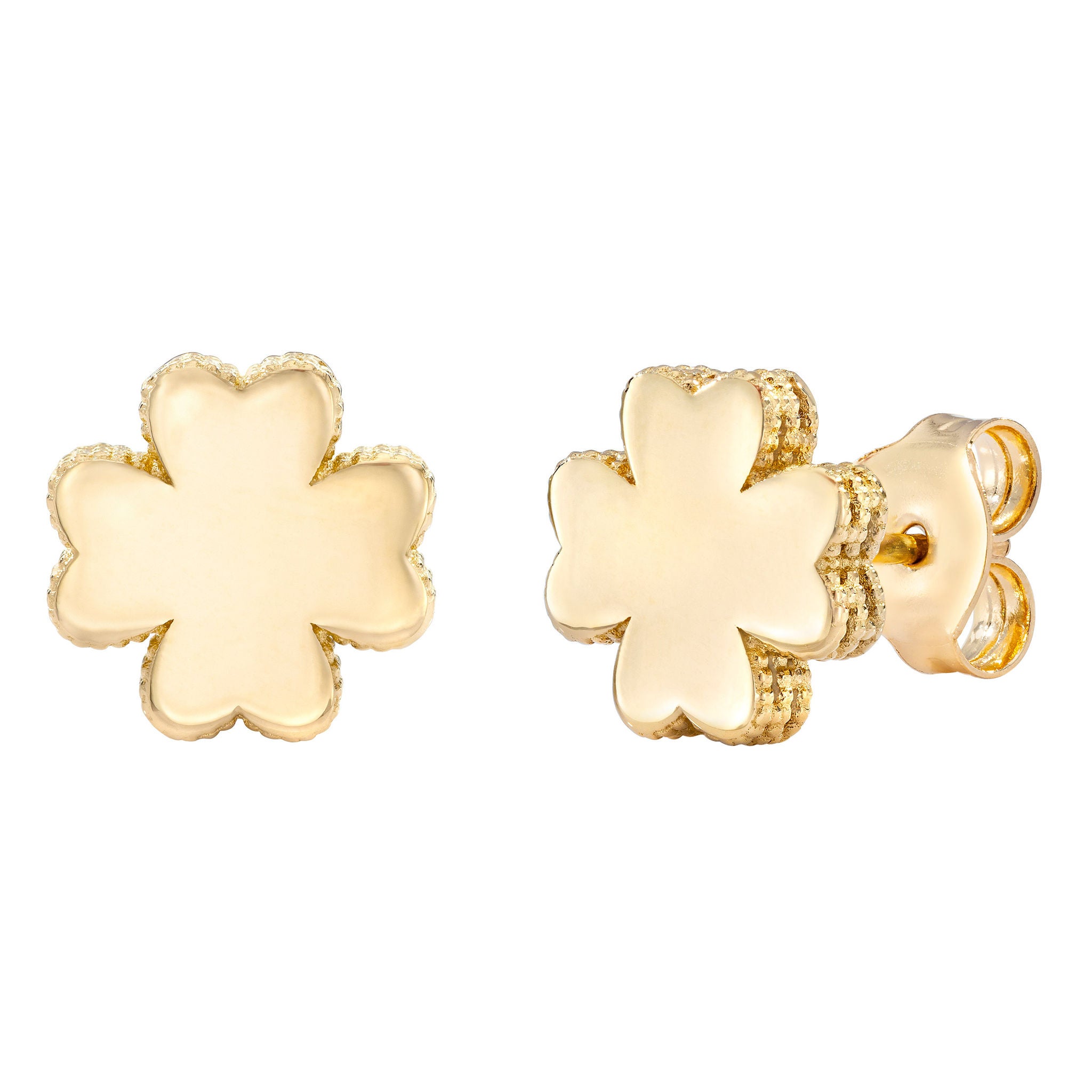 14kt Yellow Gold High Polish Clover Stud Earrings | Costco