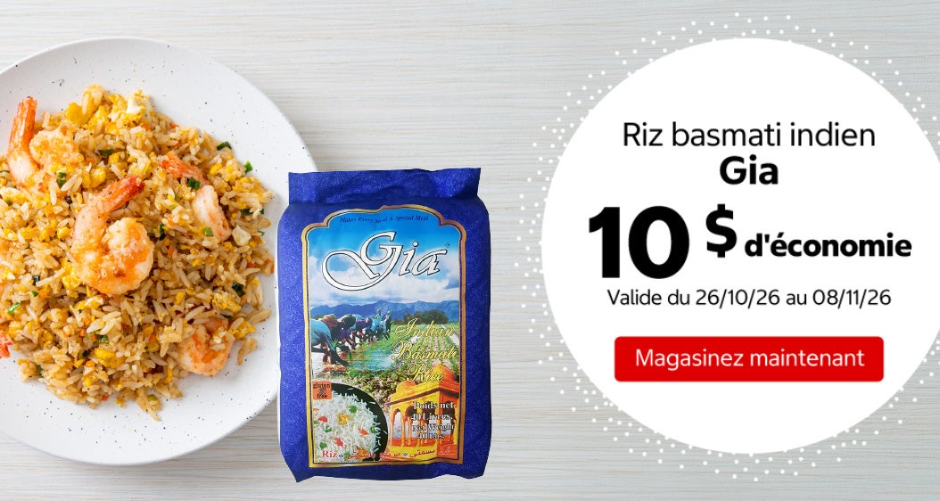 Gia Indian basmati rice $10 OFF Valid 10/26/26 to 11/08/26 Shop Now 