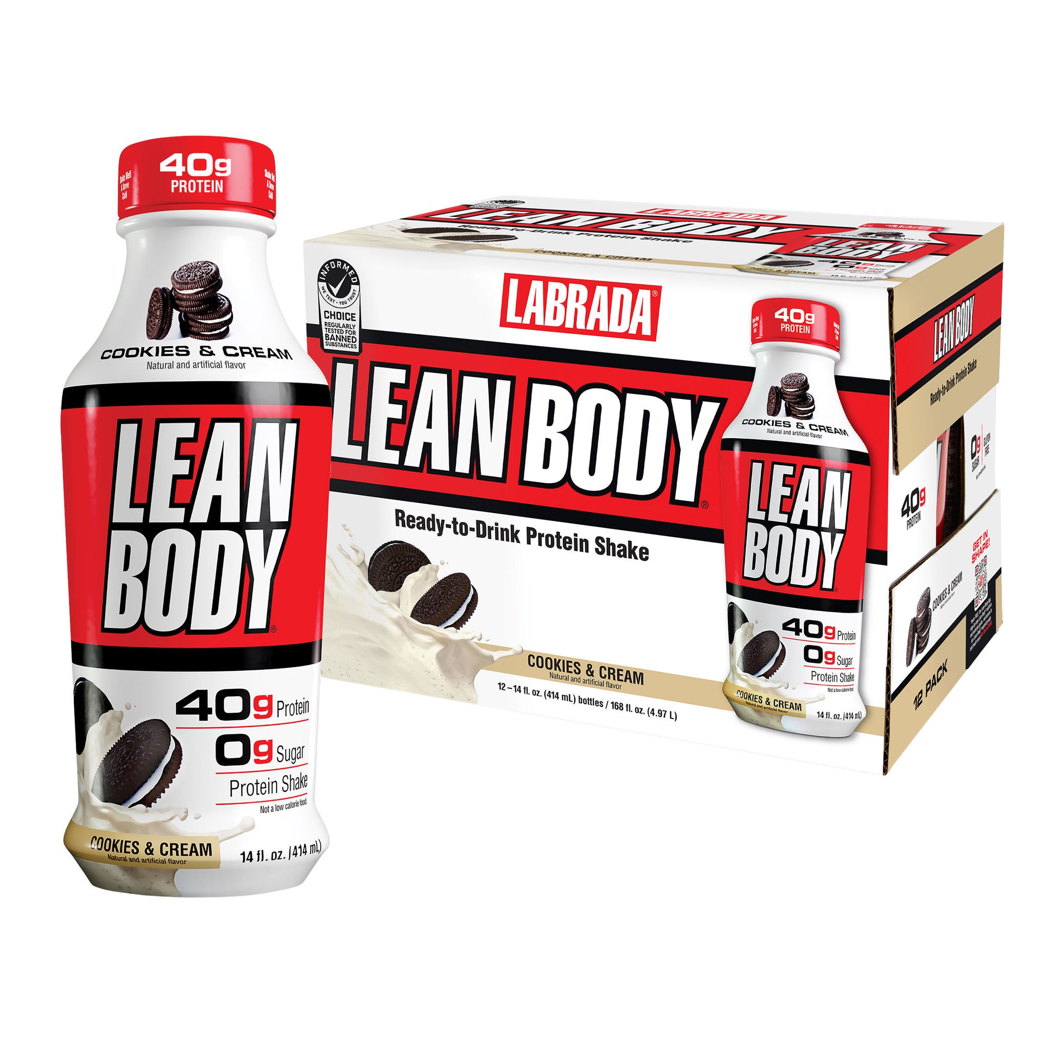Lean Body Cookies & Cream Protein Shake 14 fl oz, 12-pack | Costco
