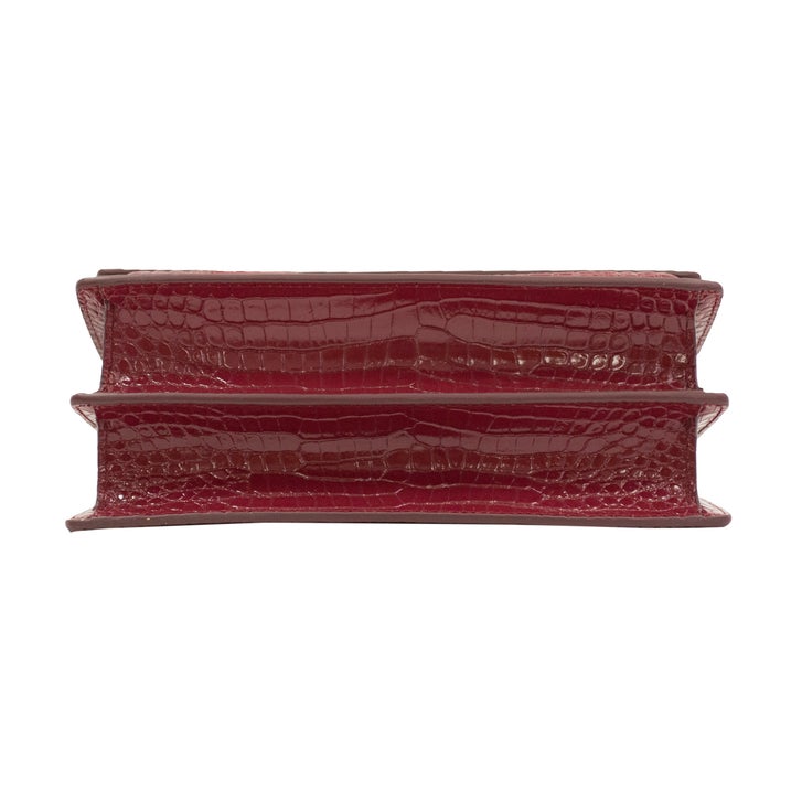 Yves Saint Laurent Medium Sunset Croc Embossed Crossbody, Garnet