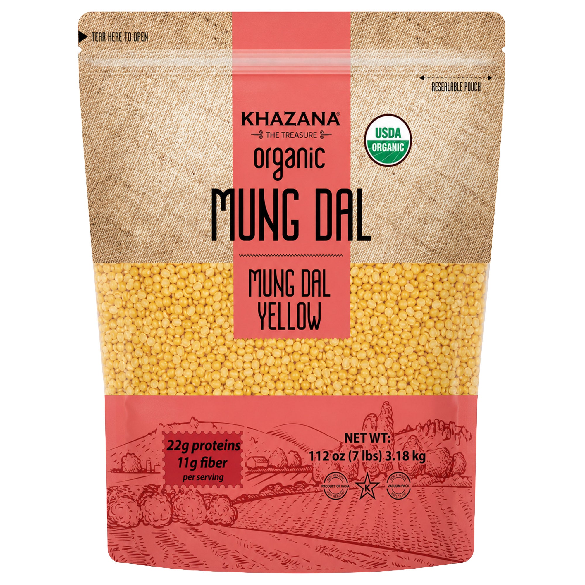 Khazana Organic Mung Dal Yellow, 7 lbs
