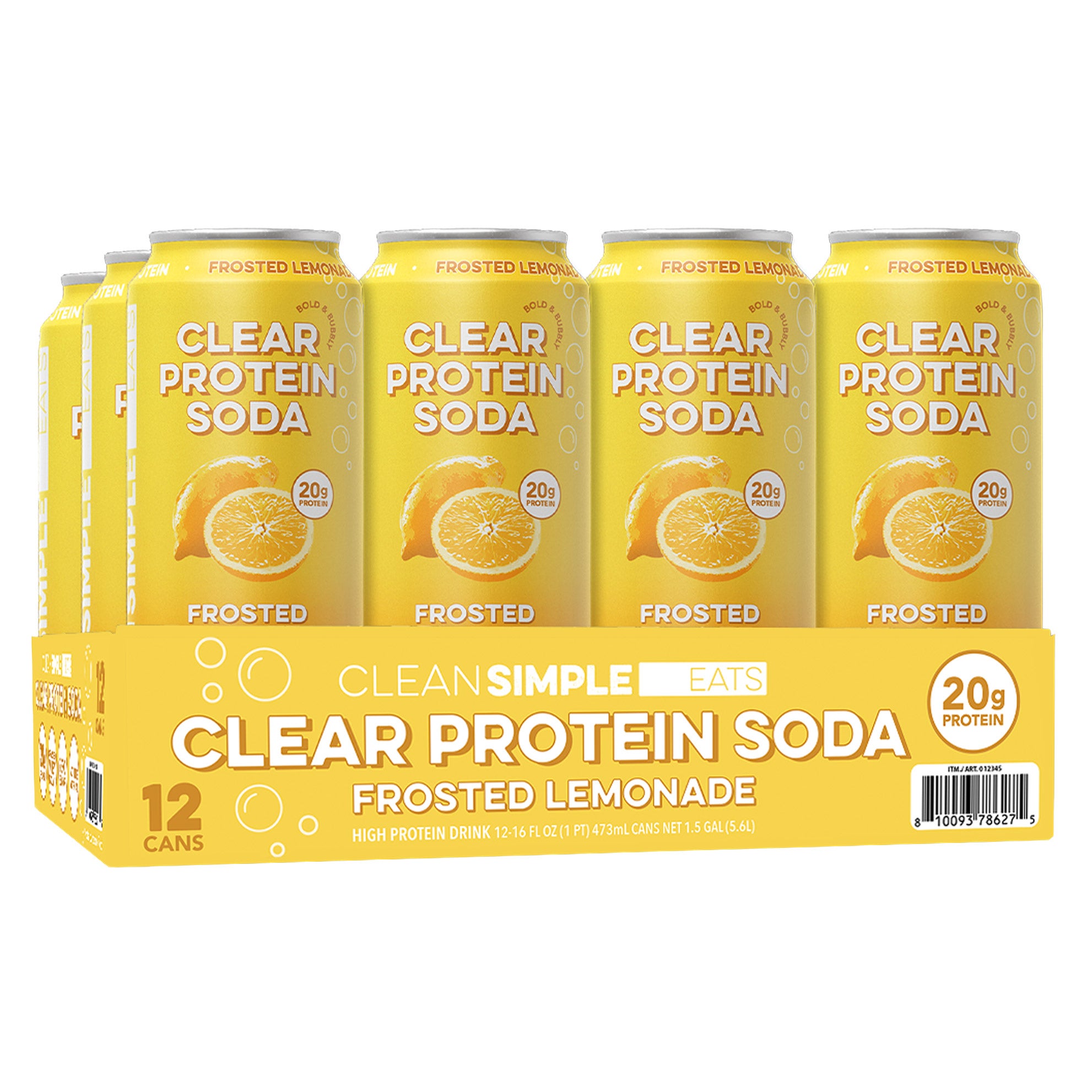Clean Simple Eats 20g Clear Protein Soda, Frosted Lemonade, 16 fl