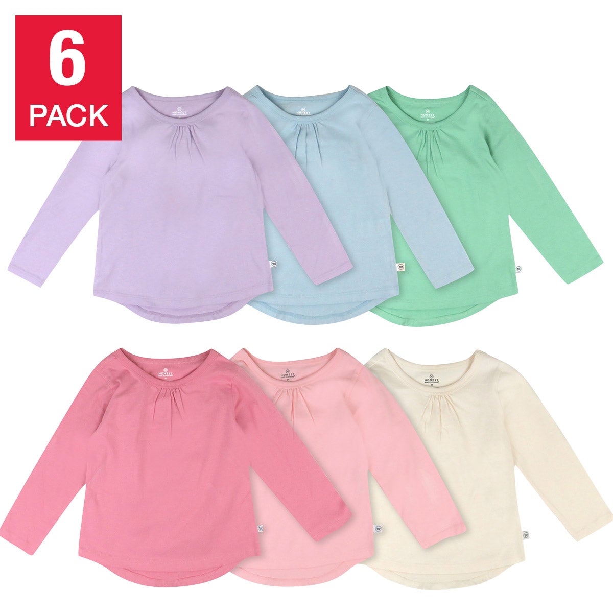 HONEST KIDS' 6PK LONG SLEEVE TEES