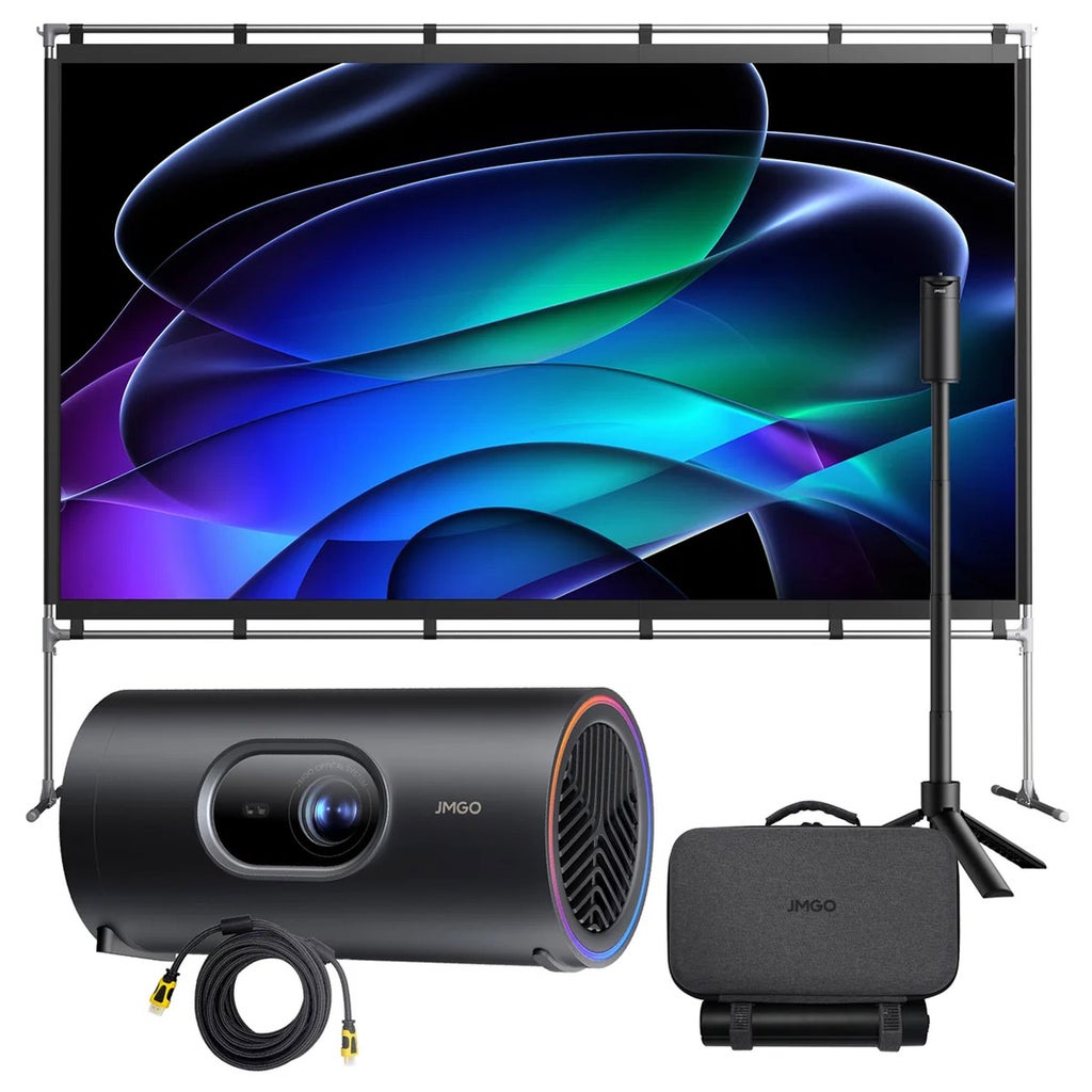 JMGO PicoPlay+ Portable 1080P Google TV Projector Bundle with Power ...