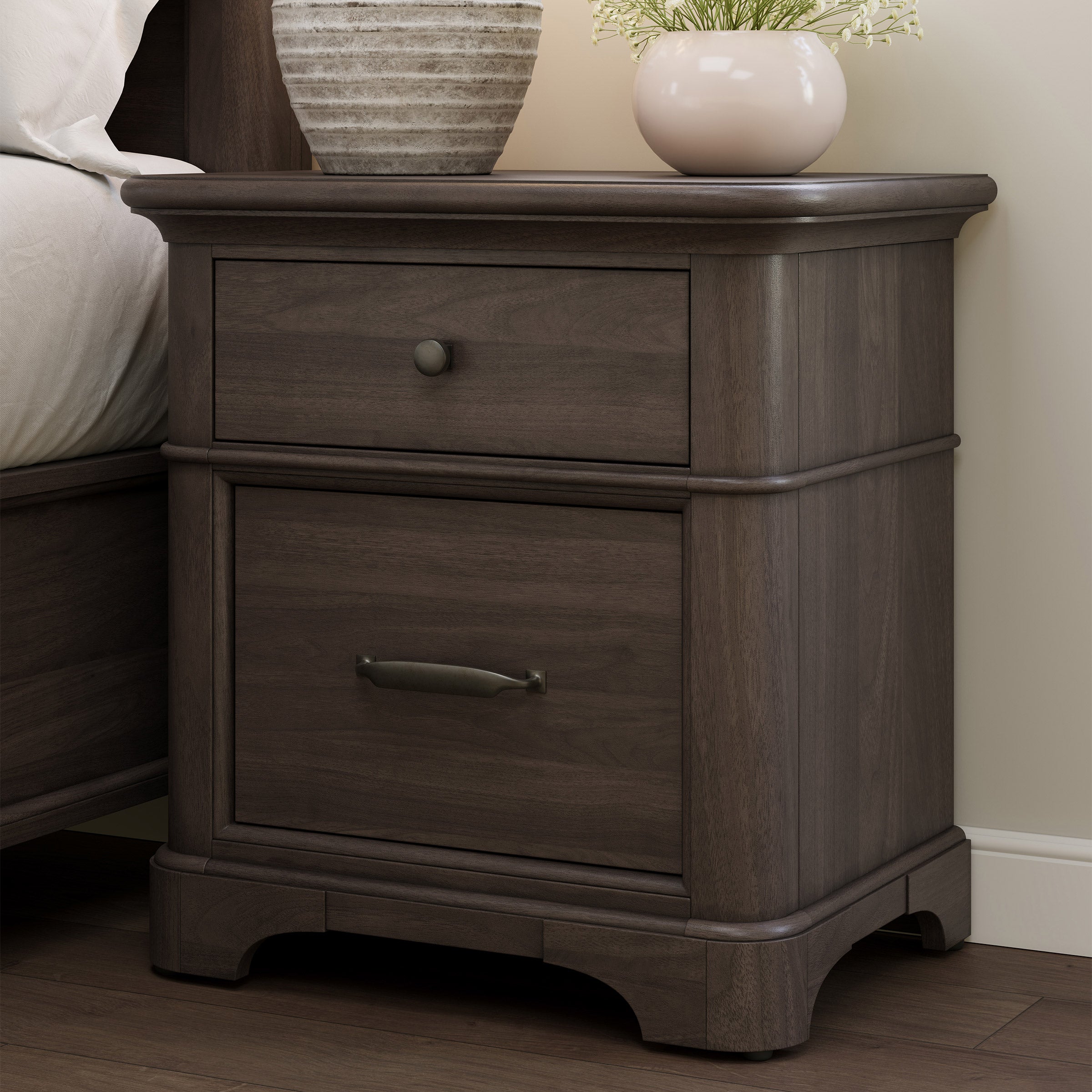 Alki Cove 2-Drawer Nightstand, Medium Brown | Costco