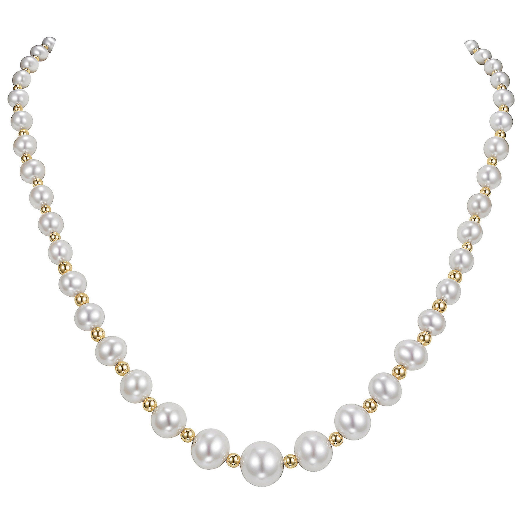 Freshwater Cultured 5-9mm Graduated Pearl Strand with 14kt Yellow