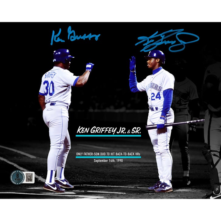 Ken Griffey Jr. and Sr. Autographed Framed 8” x 10” Photo Seattle