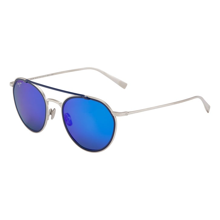 Maui Jim Bowline B557-17M Silver Matte with Dark Navy Rim