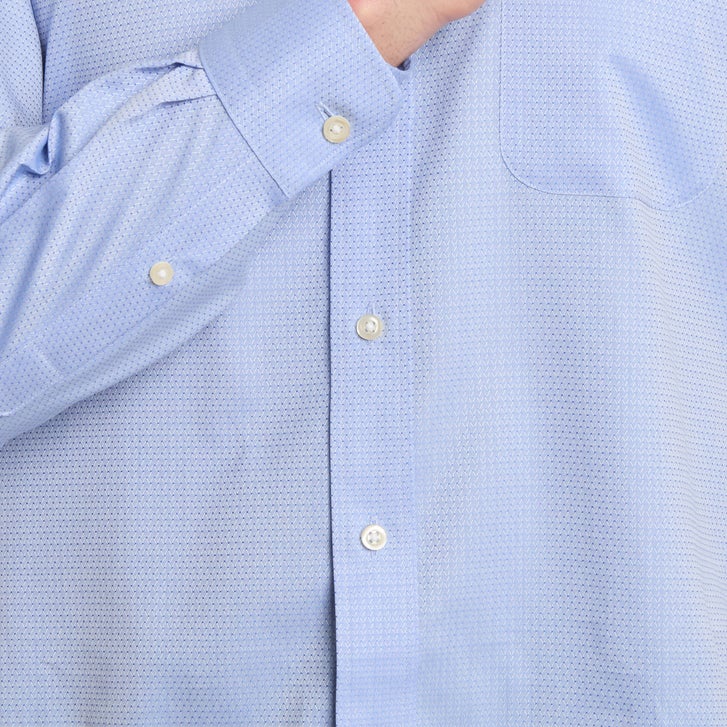 Kirkland Signature Men's Traditional Fit Dress Shirt, Blue White Dobby